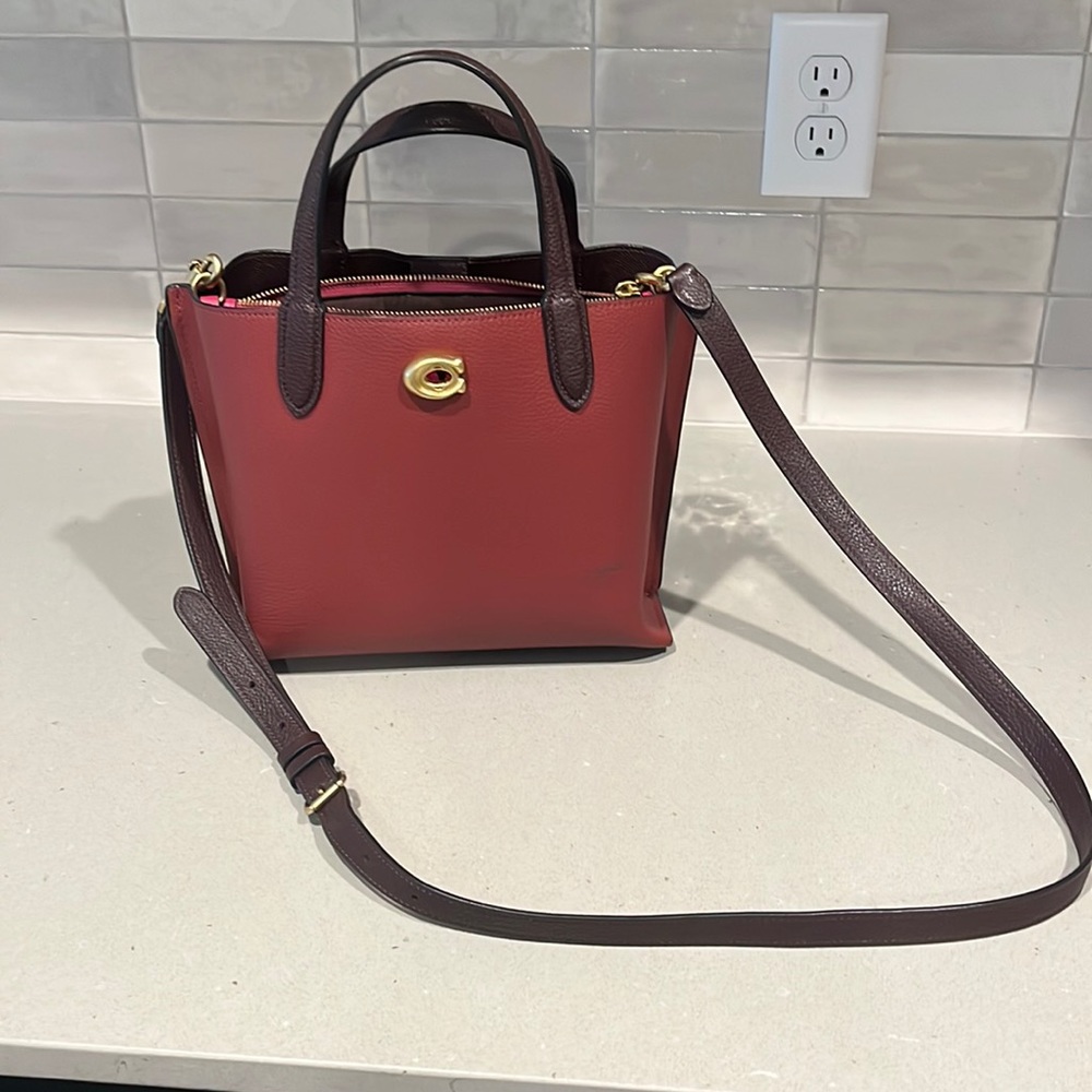Burgundy and Pink Coach Purse